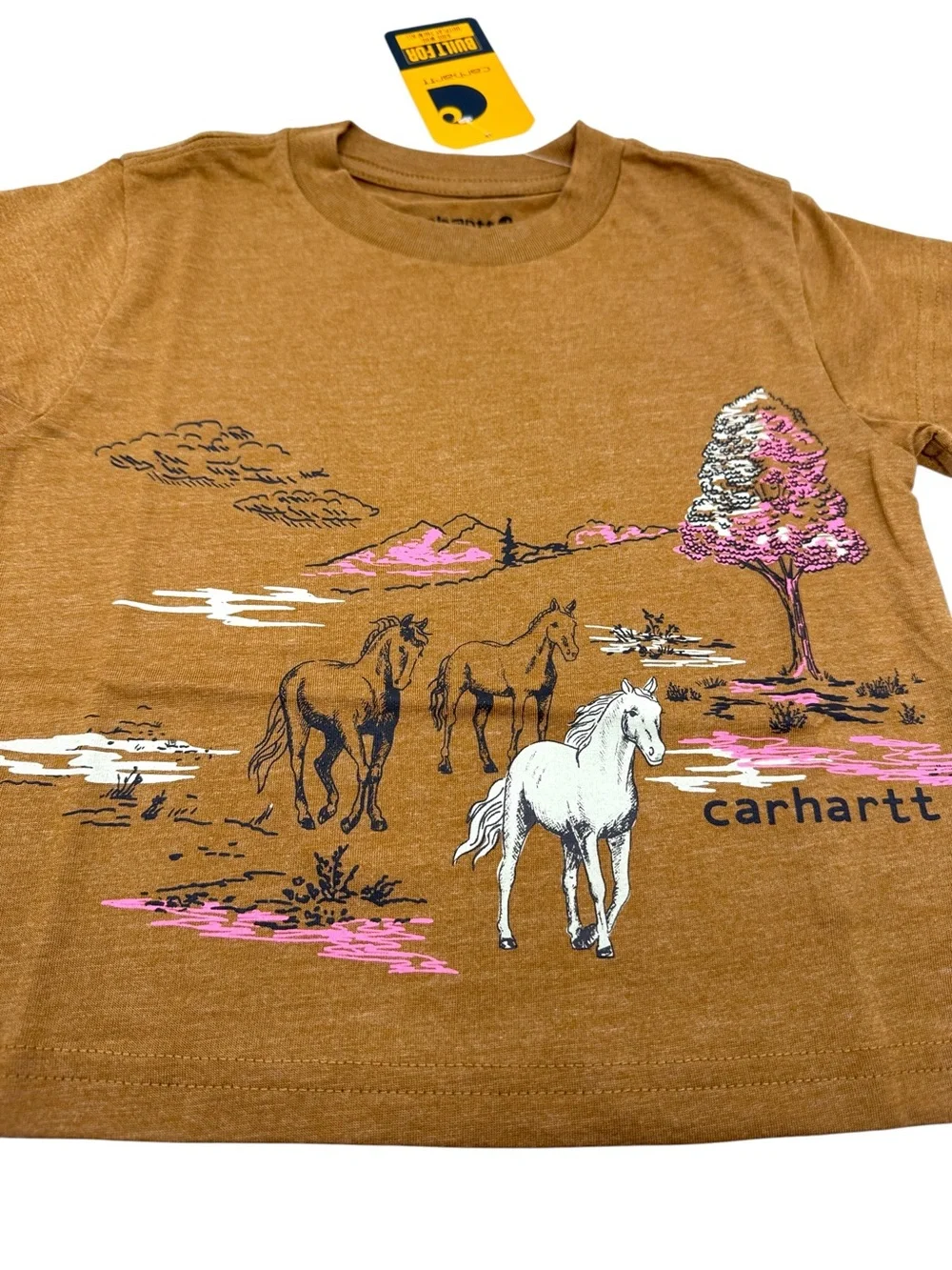 Carhartt Toddler Girls Short Sleeve Wild Horse T-Shirt Brown Heather Size 3T